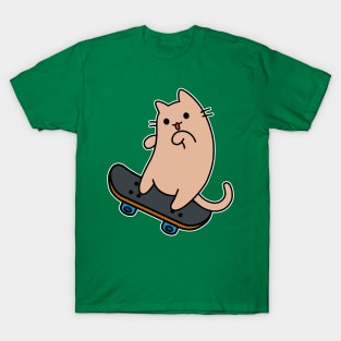 Cat and Skateboard Skateboarding Fun On Board Cat Skateboarder T-Shirt